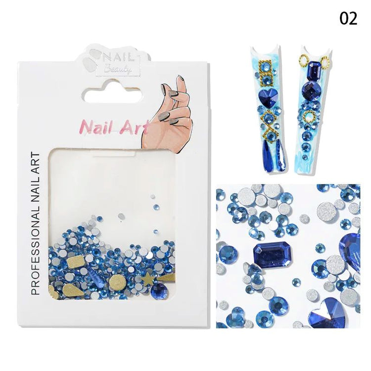 Mixed Colour & Shape Nail Art Rhinestones Pack - NSI Australia