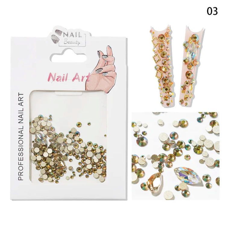 Mixed Colour & Shape Nail Art Rhinestones Pack - NSI Australia