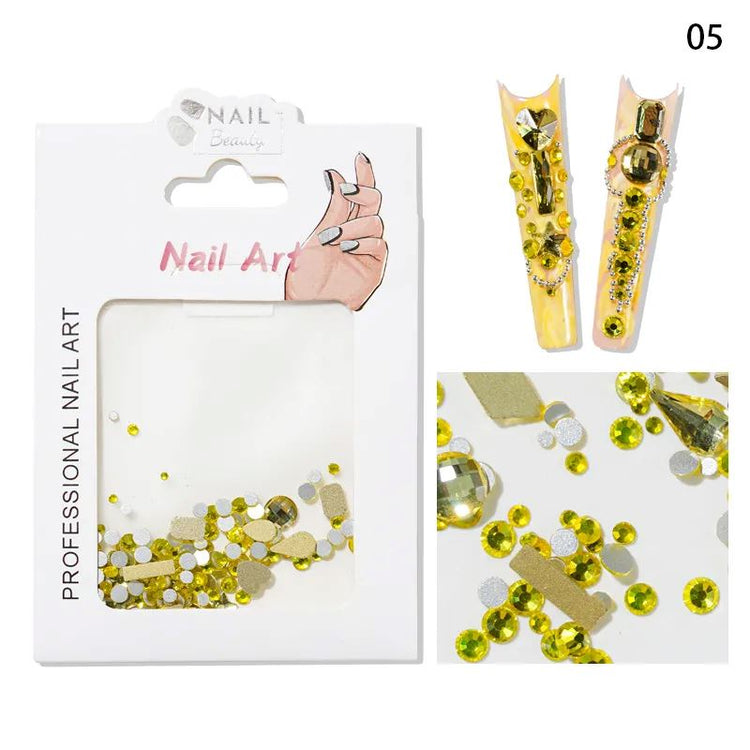 Mixed Colour & Shape Nail Art Rhinestones Pack - NSI Australia