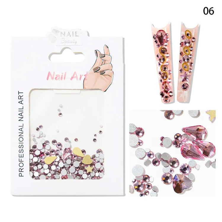 Mixed Colour & Shape Nail Art Rhinestones Pack - NSI Australia