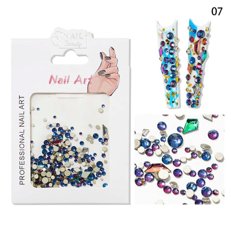 Mixed Colour & Shape Nail Art Rhinestones Pack - NSI Australia