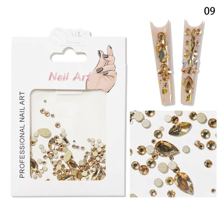 Mixed Colour & Shape Nail Art Rhinestones Pack - NSI Australia