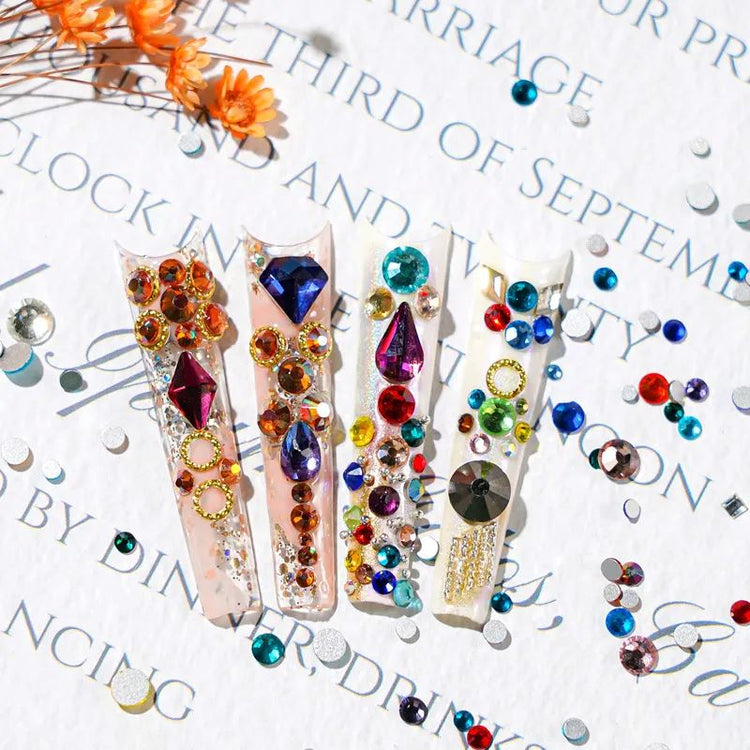 Mixed Colour & Shape Nail Art Rhinestones Pack - NSI Australia