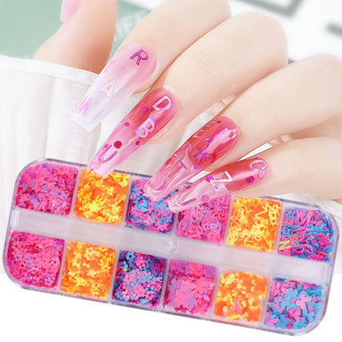  12 Grids Holographic Nail Glitter Flakes Nail Sticker Pink Gold  Butterfly Blossom Heart Flower Glitter Nail Art Supplies Confetti Glitter  for Nails Designs Supply Nail Sparkle for Nail Art Decoration 