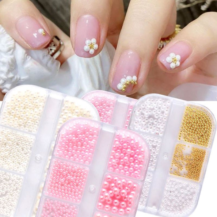 Mixed Size Pearls Nail Art Decoration (6-Grid Tray) - NSI Australia