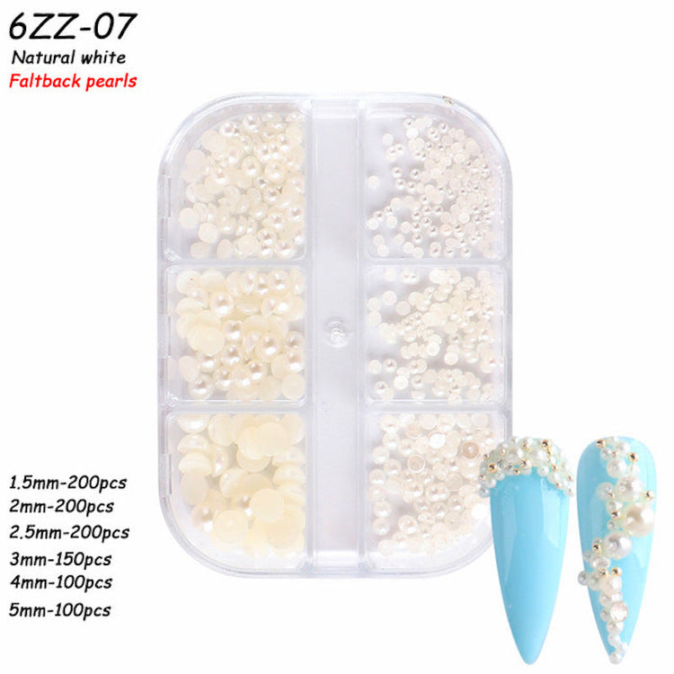 Mixed Size Pearls Nail Art Decoration (6-Grid Tray) - NSI Australia