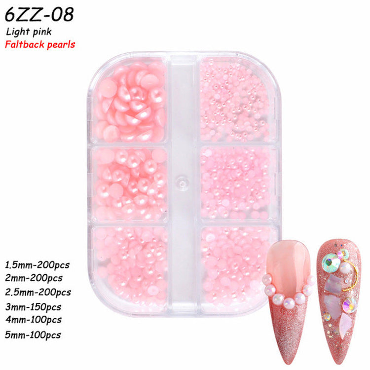 Mixed Size Pearls Nail Art Decoration (6-Grid Tray) - NSI Australia