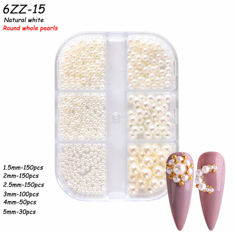 Mixed Size Pearls Nail Art Decoration (6-Grid Tray) - NSI Australia