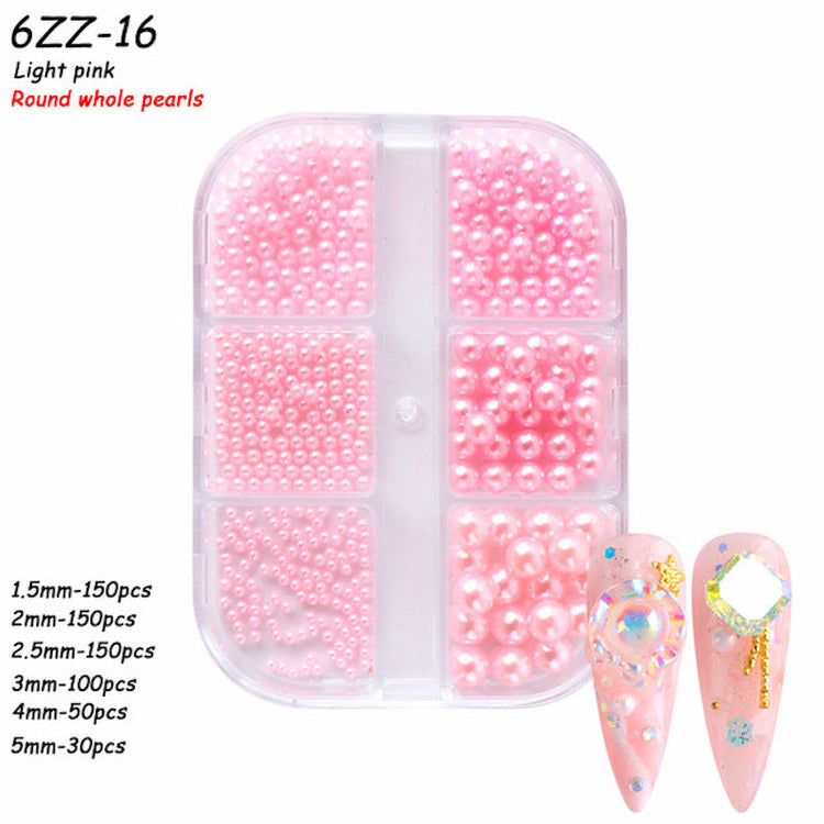 Mixed Size Pearls Nail Art Decoration (6-Grid Tray) - NSI Australia