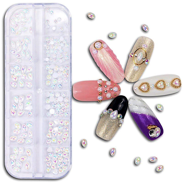Multi Shape White Aurora Pearls Nail Art Tray - NSI Australia