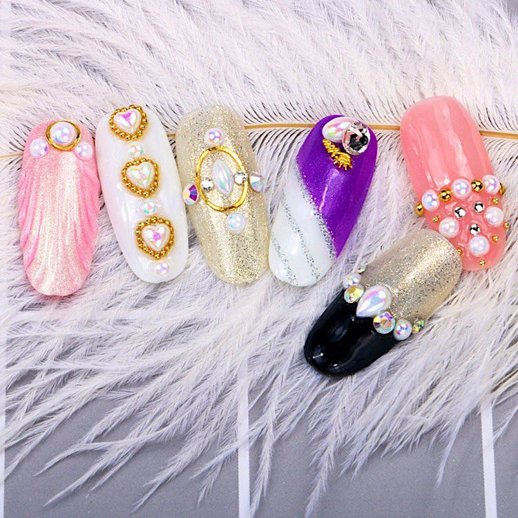 Multi Shape White Aurora Pearls Nail Art Tray - NSI Australia