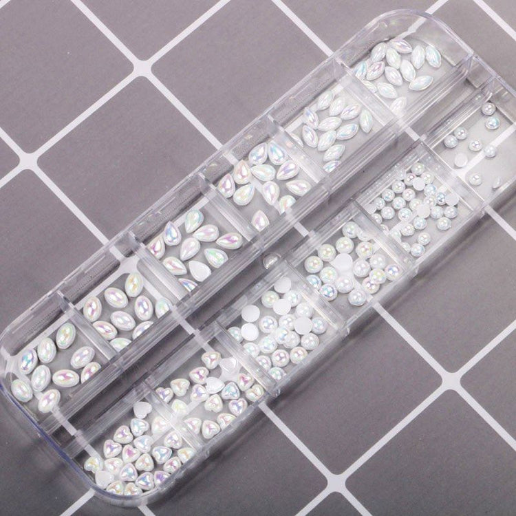 Multi Shape White Aurora Pearls Nail Art Tray - NSI Australia