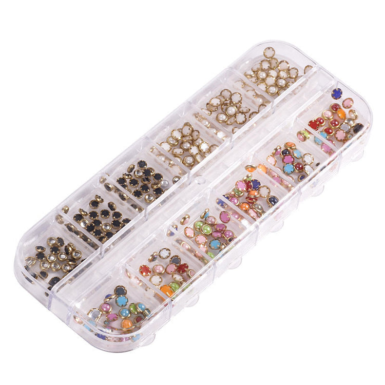 Multicolor Half Pearl Beads Stud Nail Art Tray - NSI Australia