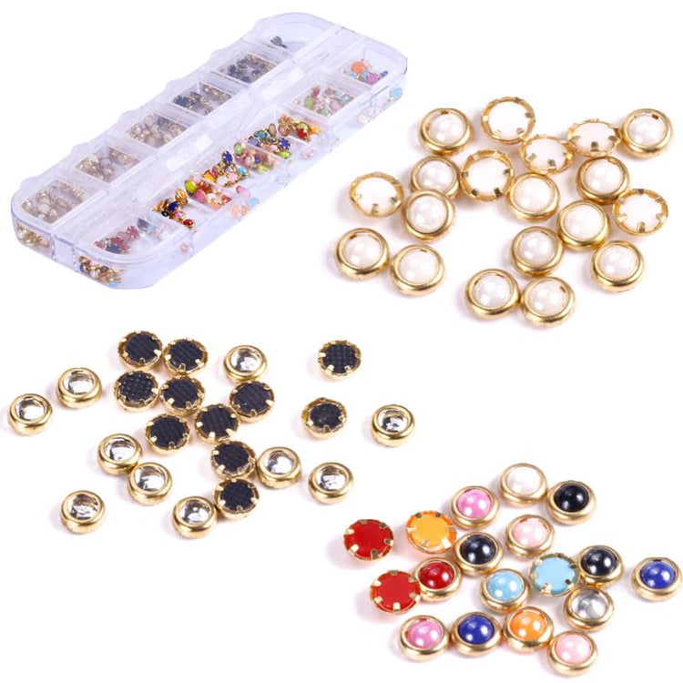 Multicolor Half Pearl Beads Stud Nail Art Tray - NSI Australia