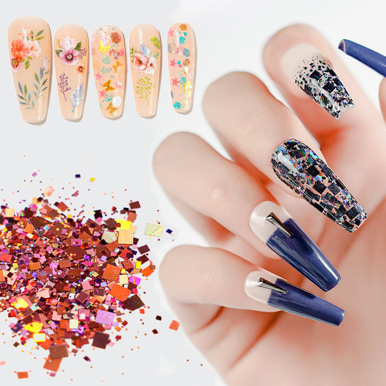 Multicolour Glitter Sequins Nail Art (12 Jars Tray) - NSI Australia