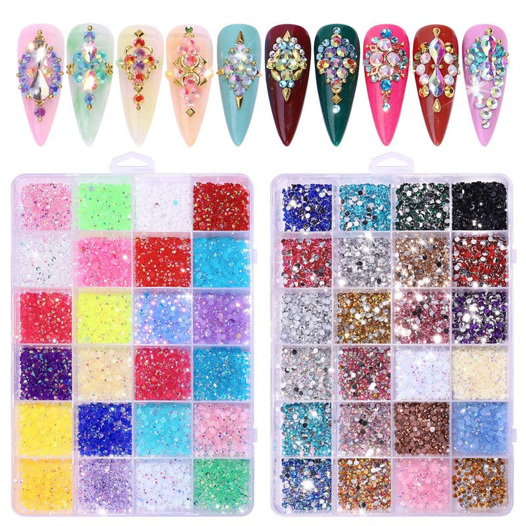 Multicolour Round Nail Rhinestones Box - NSI Australia