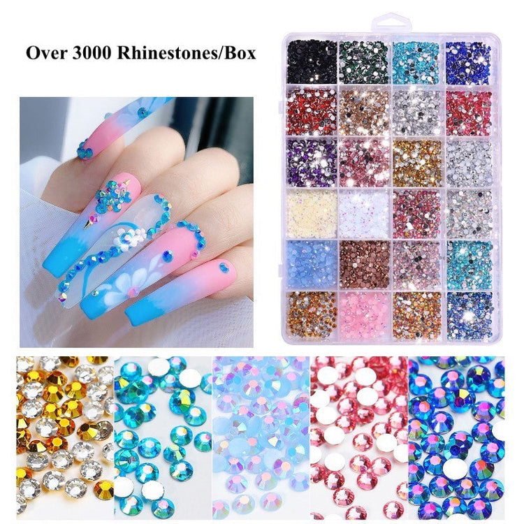 Multicolour Round Nail Rhinestones Box - NSI Australia