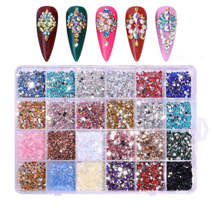 Multicolour Round Nail Rhinestones Box - NSI Australia