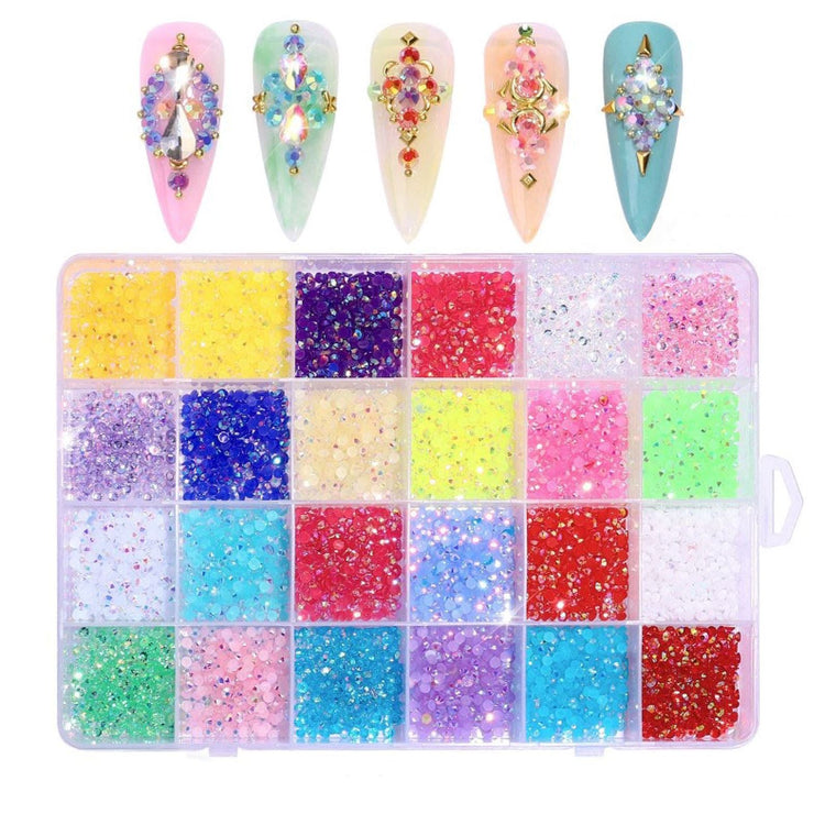 Multicolour Round Nail Rhinestones Box - NSI Australia