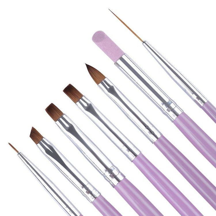Nail Art Brush Set 7pcs - Lavender - NSI Australia