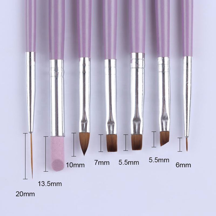 Nail Art Brush Set 7pcs - Lavender - NSI Australia