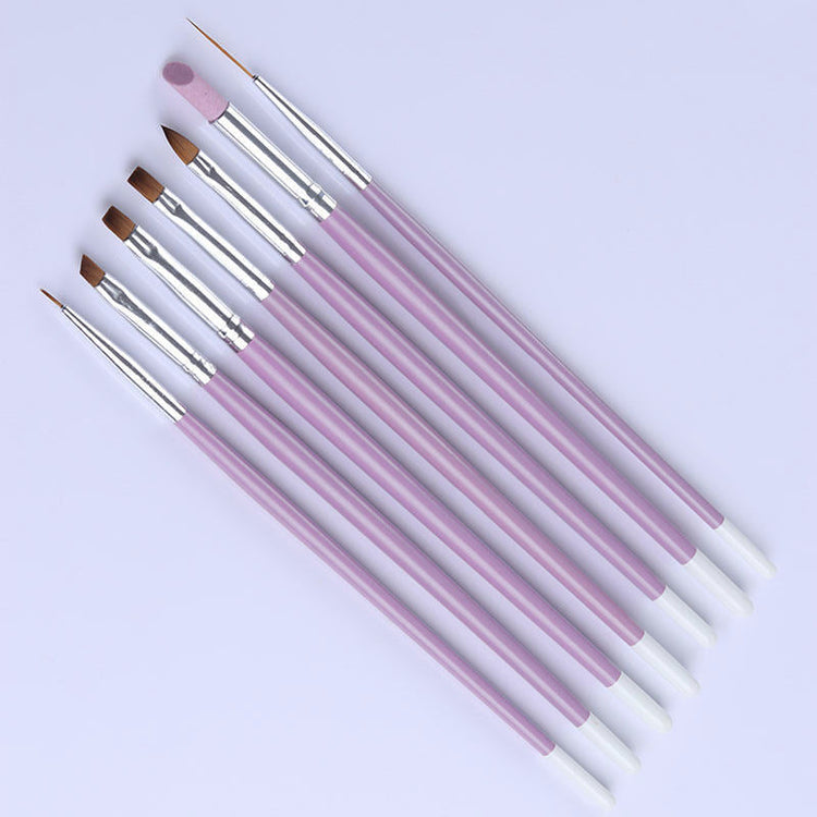 Nail Art Brush Set 7pcs - Lavender - NSI Australia