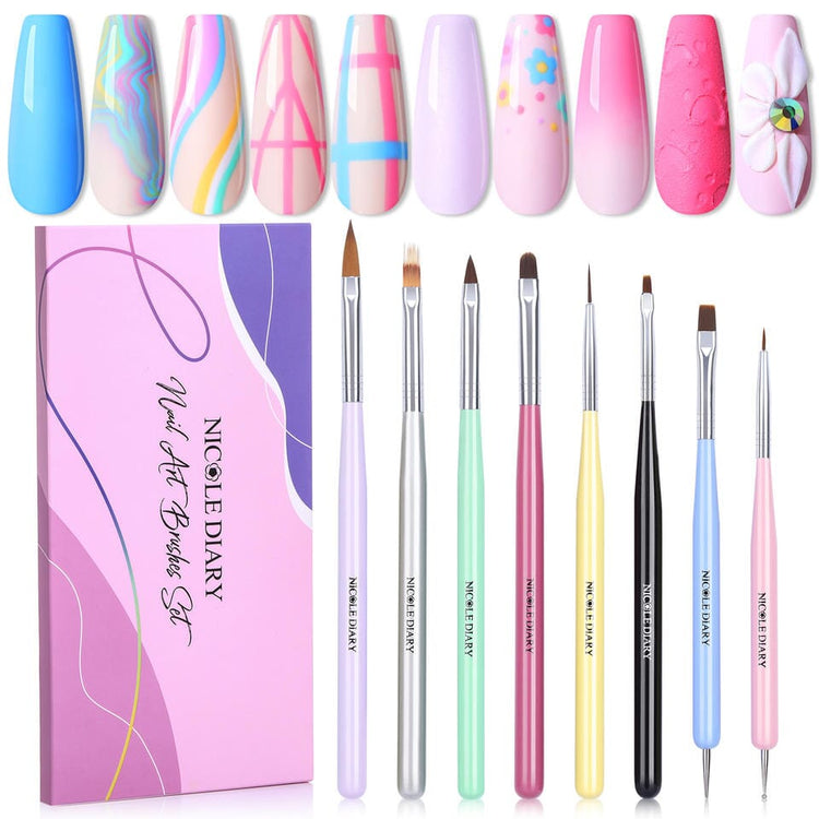 Nail Art Brush Set 8pcs - NSI Australia