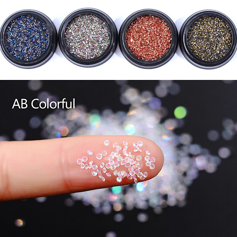 4 Colors Caviar Beads Nail Crystals Micro Pixie Beads Multicolor Glass  Pixie Crystals for 3D Nail Art DIY Charms Decorations (Crystal ab)
