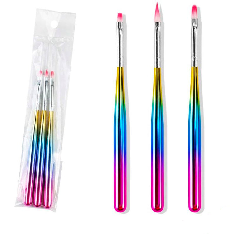 Nail Art Design Brushes - Rainbow Set 3pcs - NSI Australia