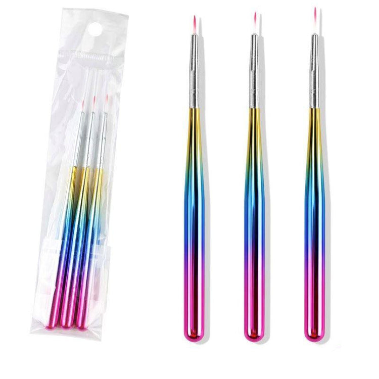 Nail Art Design Brushes - Rainbow Set 3pcs - NSI Australia