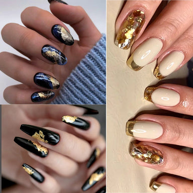 PiggieLuv: Gold leaf nail art