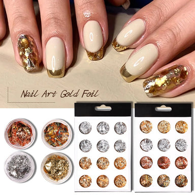 Amazon.com: Eseres Nail Foil 3D Sparking Gold Flakes for Nails 6 Grids  Metallic Nail Glitter for Nail Art Design : Beauty & Personal Care