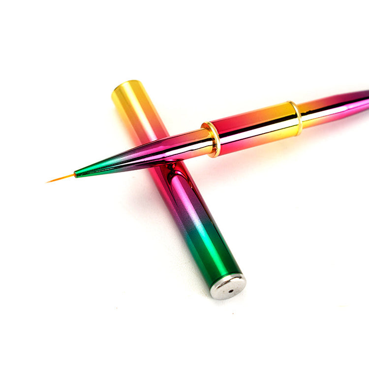 Nail Art Liner Brush Double Ended with Rainbow Handle - NSI Australia