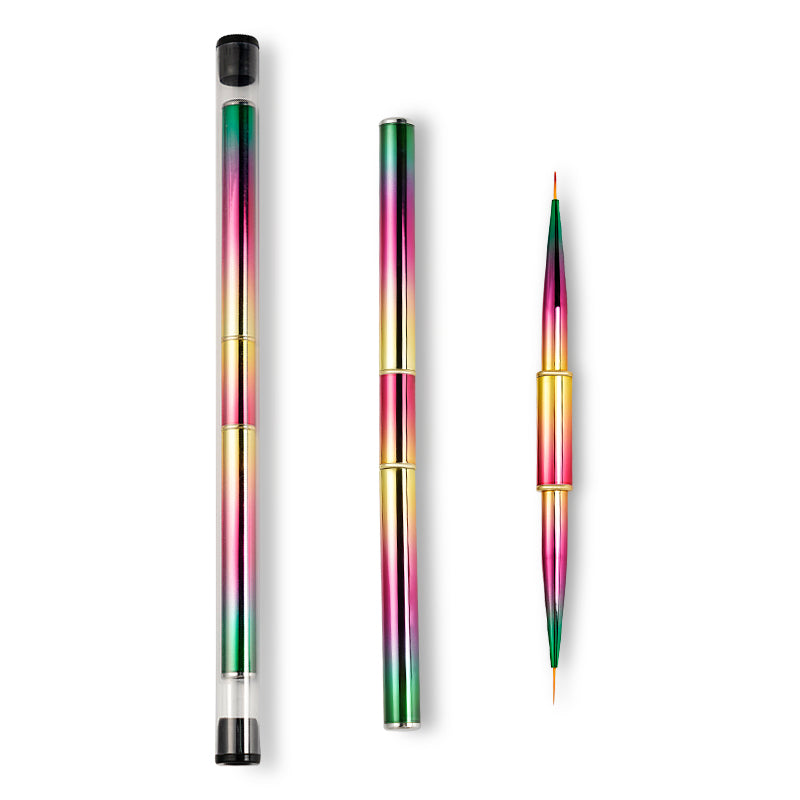Nail Art Liner Brush Double Ended with Rainbow Handle - NSI Australia