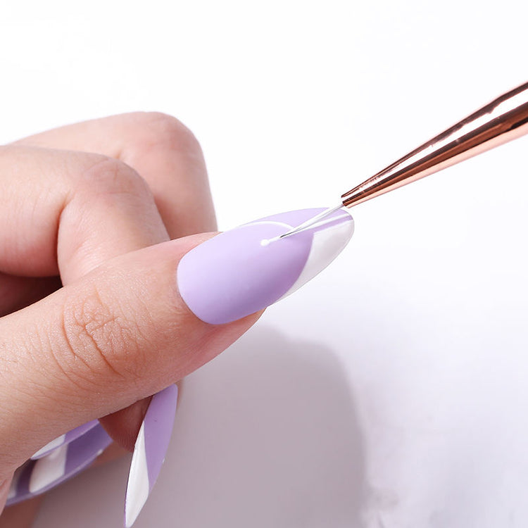 Nail Art Liner Brush White and Rose Gold with Double Head - NSI Australia