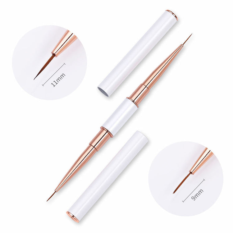 Nail Art Liner Brush White and Rose Gold with Double Head - NSI Australia