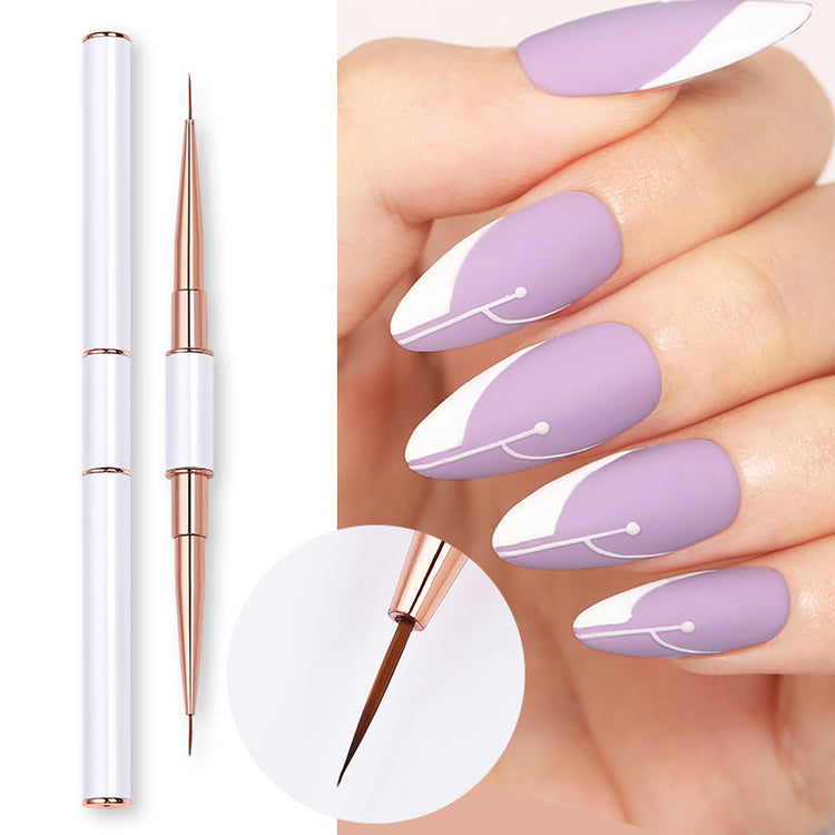 Nail Art Liner Brush White and Rose Gold with Double Head - NSI Australia