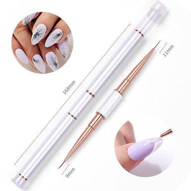 Nail Art Liner Brush White and Rose Gold with Double Head - NSI Australia