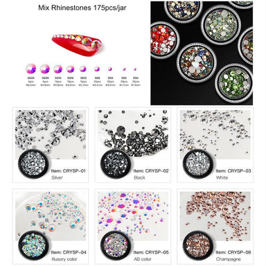 3D Mixed Rhinestones Nail Art AB Crystals. 6 Different Sets