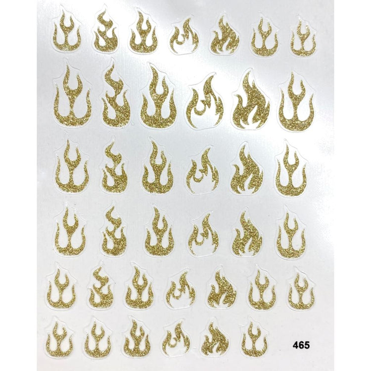 Nail Art Sticker - Glitter Gold Flames - NSI Australia