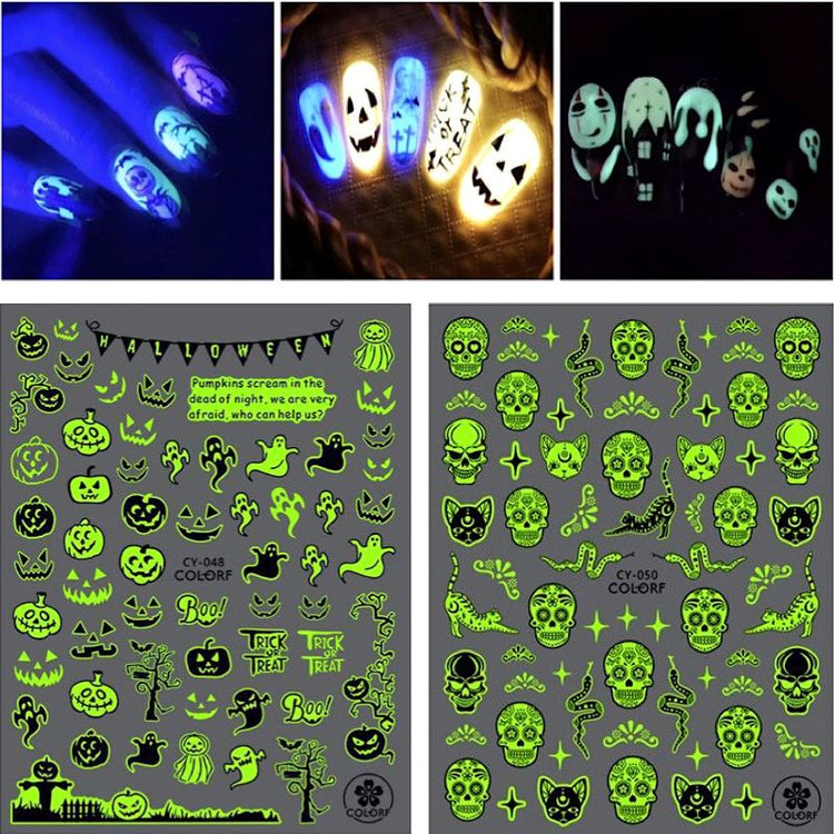 Nail Art Stickers - Halloween Glow in the Dark - NSI Australia