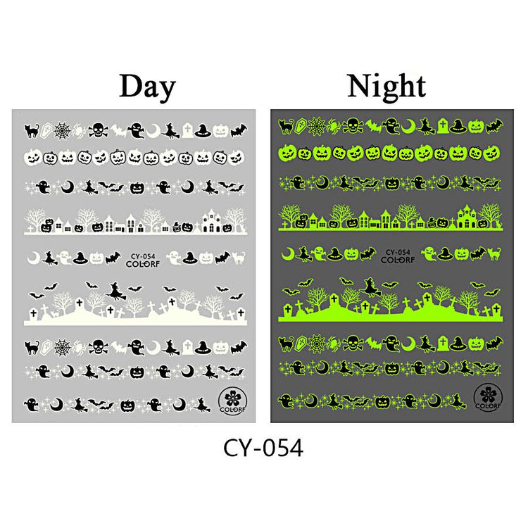 Nail Art Stickers - Halloween Glow in the Dark - NSI Australia