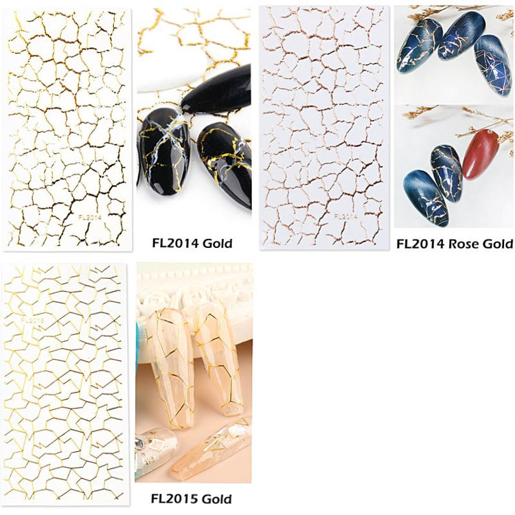 Nail Art Stickers - Irregular Lines Gold & Rose Gold - NSI Australia