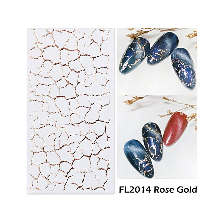 Nail Art Stickers - Irregular Lines Gold & Rose Gold - NSI Australia
