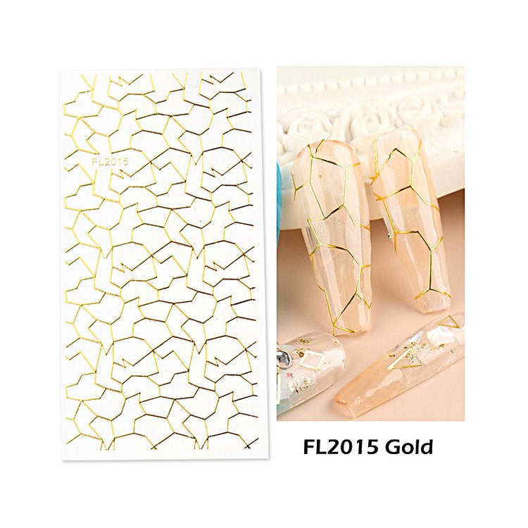 Nail Art Stickers - Irregular Lines Gold & Rose Gold - NSI Australia