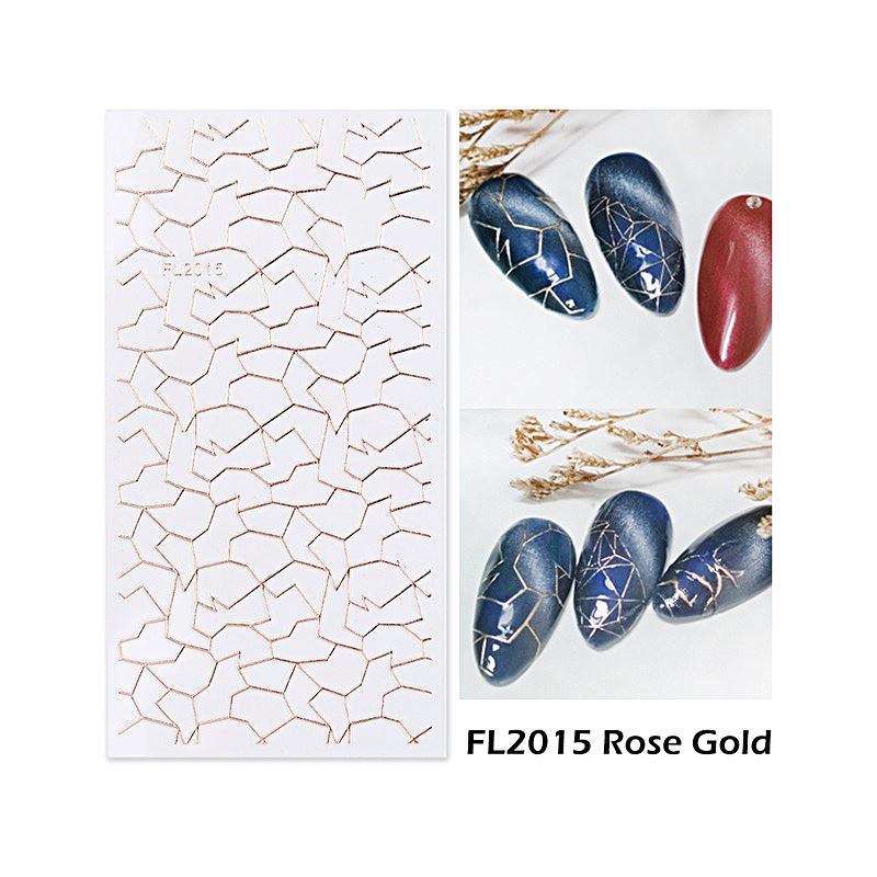 Nail Art Stickers - Irregular Lines Gold & Rose Gold - NSI Australia