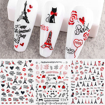 Nail Art Stickers - Red Black Valentine Angel - NSI Australia