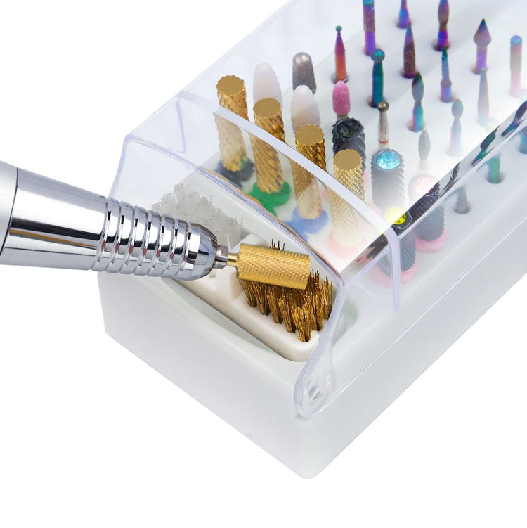 Nail Drill Bits Holder Stand Display 30 Holes With Cleaning Brush - NSI Australia