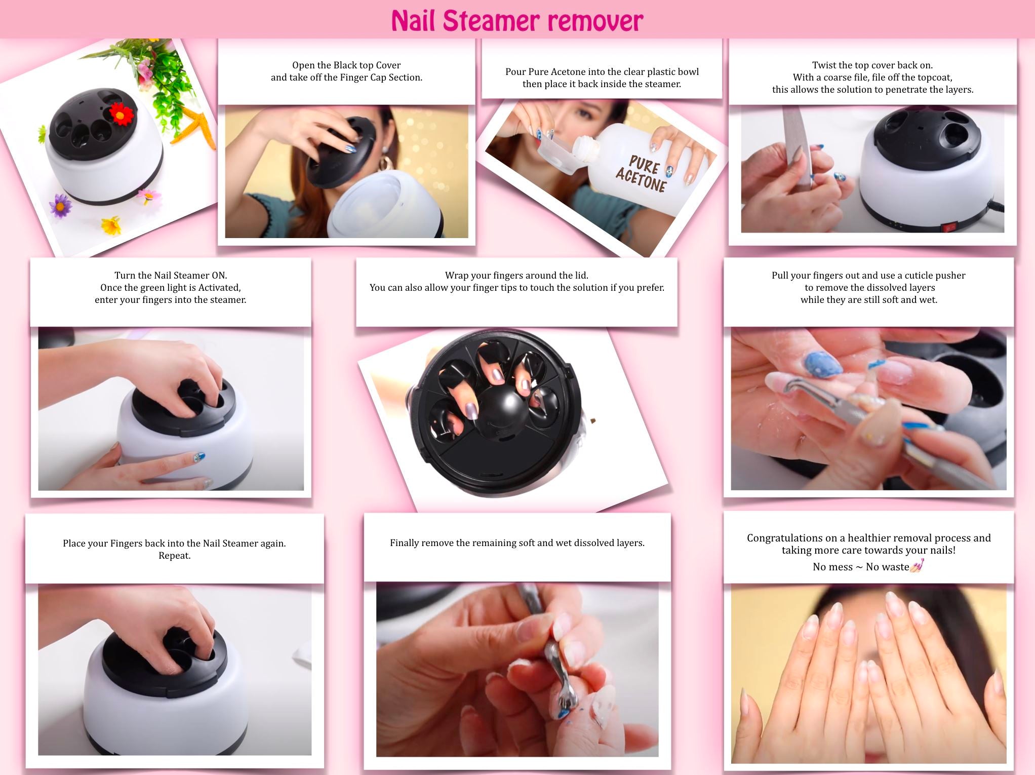 Steam Off Nail Steamer Nail Remover Automatic Nail Remover Intelligent Nail  Steamer(EU Plug), snatcher