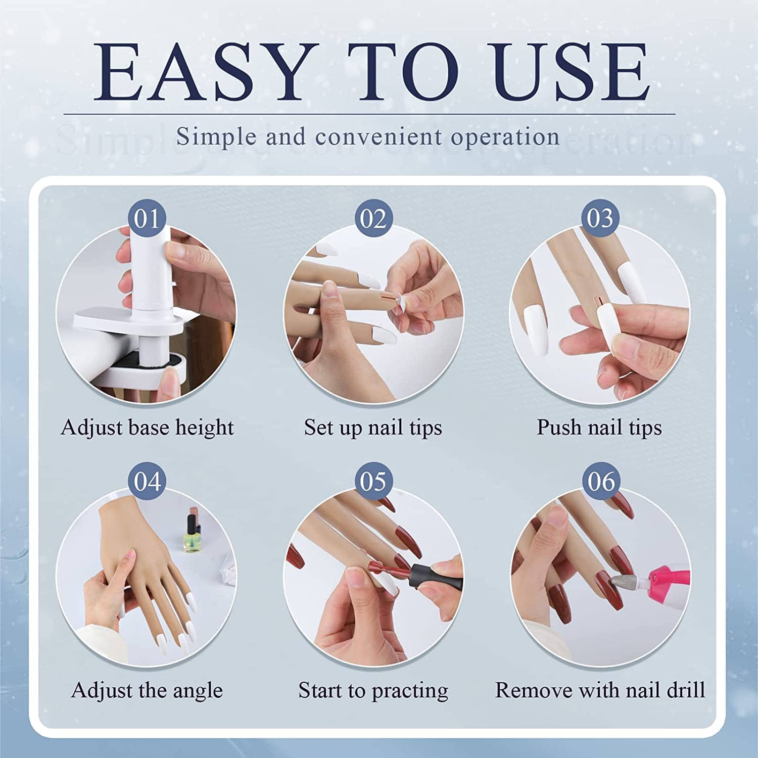 Professional Adjustable Angle Bendable Manicure Nail Practice Hand for Acrylic  Nails - China Nail Practice Hand and Manicure Practice Hand price
